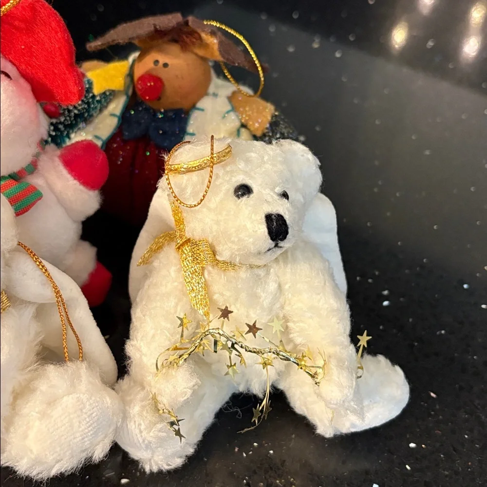 BUNDLE/7 Plushie Boyds Hinged Angel Bears Brocade Santa Roly Poly Rudolphs - Picture 5 of 16